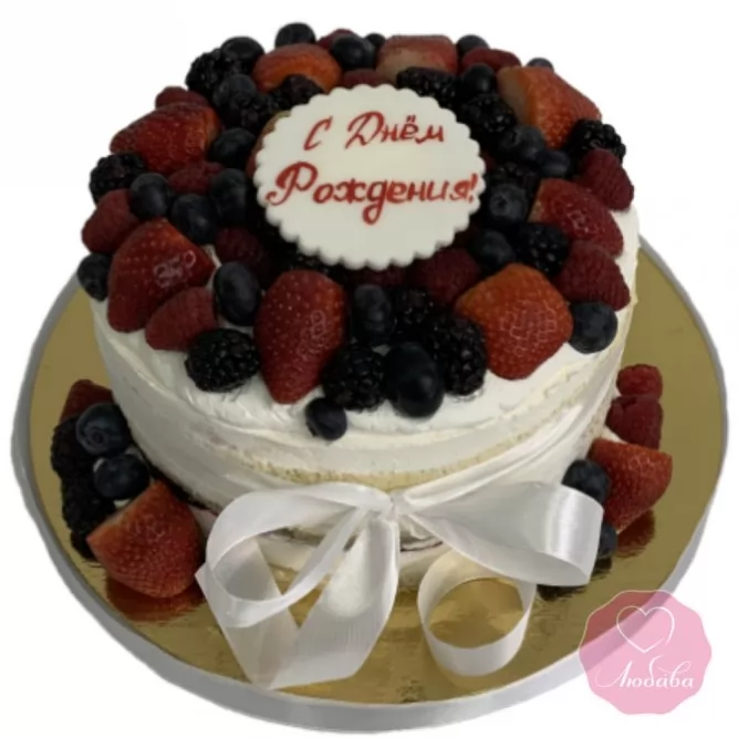 Торт на день рождения без мастики №2979