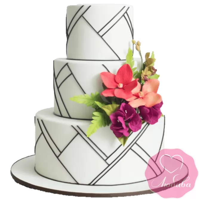 Торт свадебный трехъярусный №2130