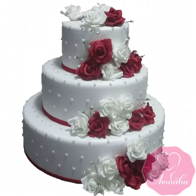 Торт свадебный с розами №2141