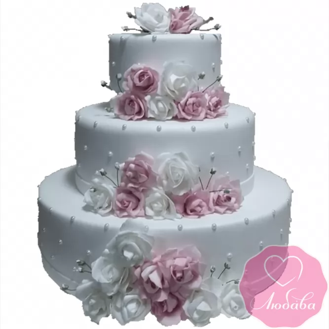 Торт свадебный с розами №2143