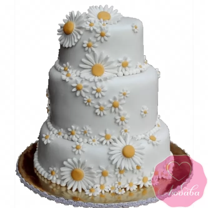 Торт свадебный с ромашками №2154