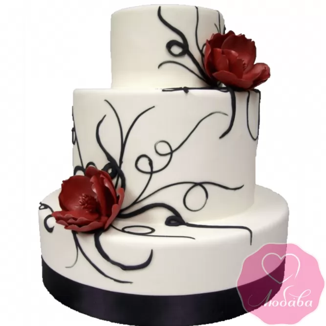 Торт свадебный с маками №2180