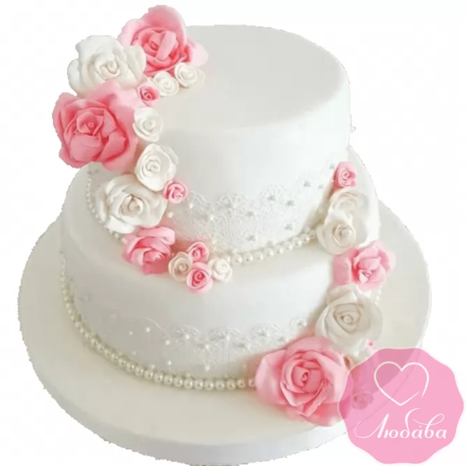Торт свадебный с розами №2189