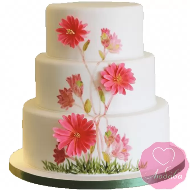 Торт свадебный с полевыми цветами №2191