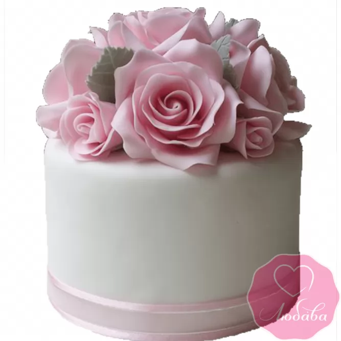 Торт свадебный с розами №2193