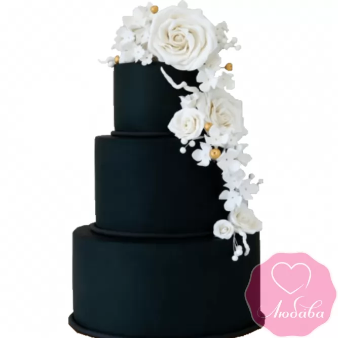 Торт свадебный с белыми розами №2222