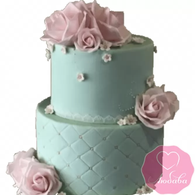 Торт свадебный с розовыми розами №2237