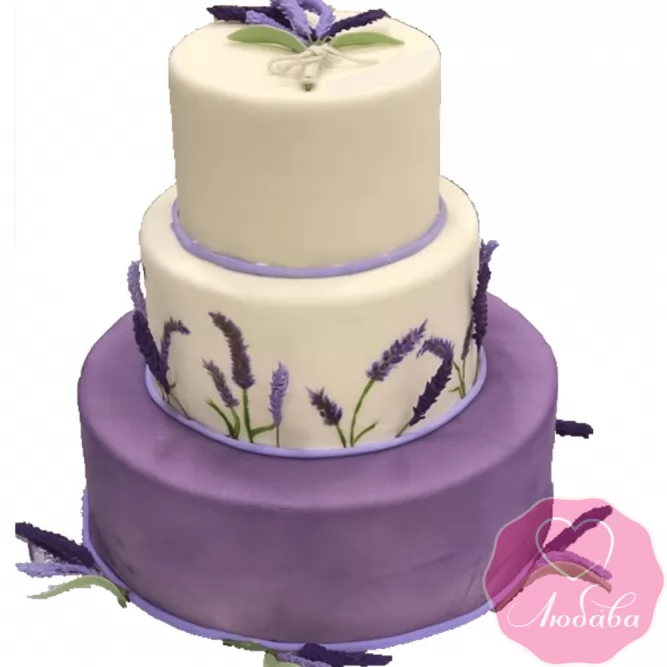 Торт свадебный с лавандой №2243