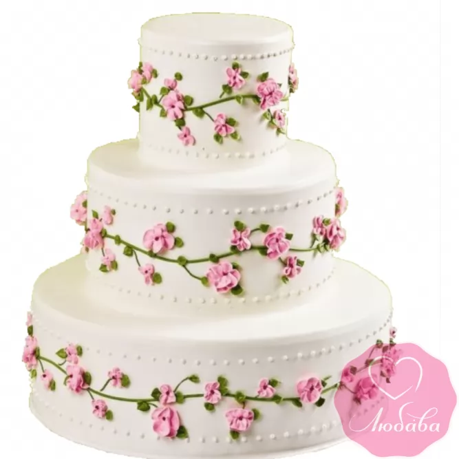Торт свадебный с цветами №2245