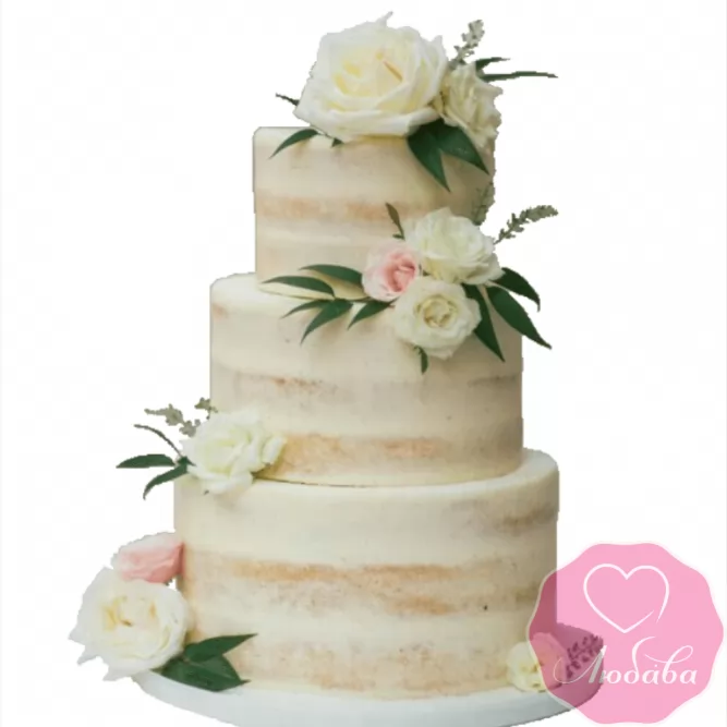 Торт свадебный без мастики с розами №2315