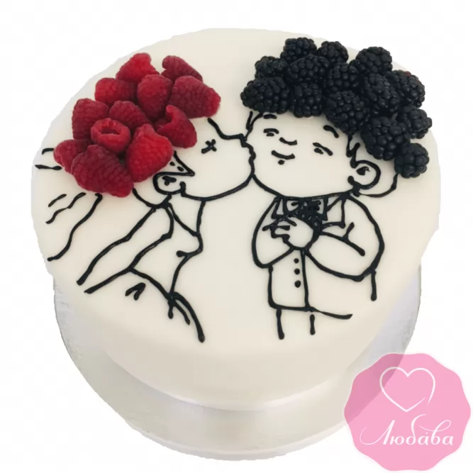 Торт свадебный одноярусный с ягодами №2360: заказать с изготовлением и  доставкой от кондитерской Любава