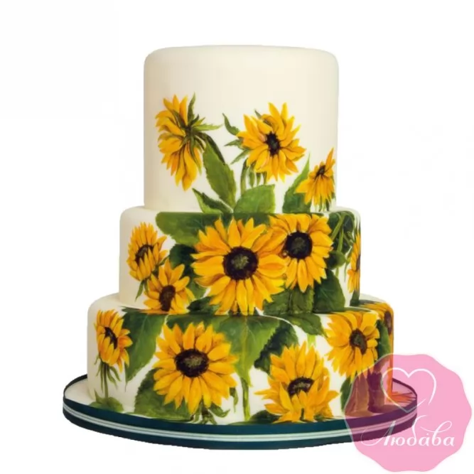 Торт свадебный с цветами подсолнуха №2516