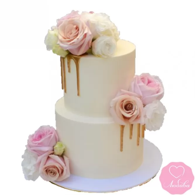 Торт свадебный с розами №2650