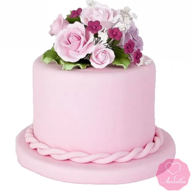 Торт свадебный розовый маленький №2682