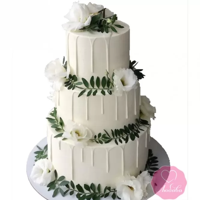 Торт свадебный с клематисами №2743