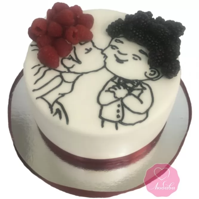 Торт свадебный с малиной и ежевикой №2777