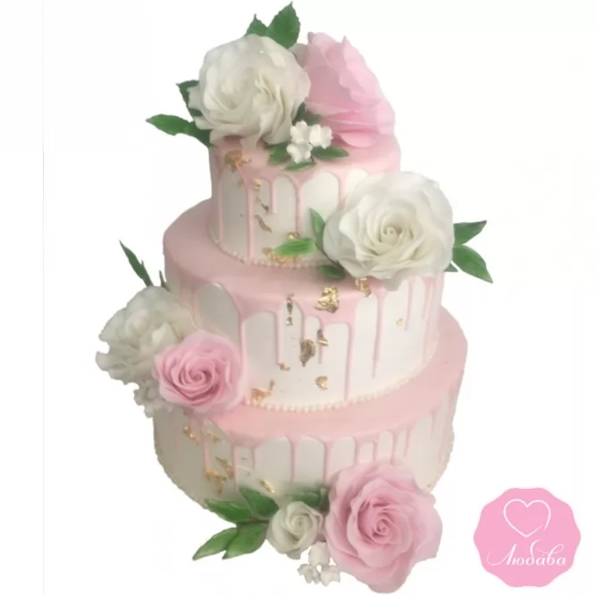 Торт свадебный розовый №2871