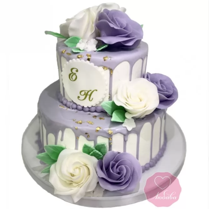 Торт свадебный с цветами №3331