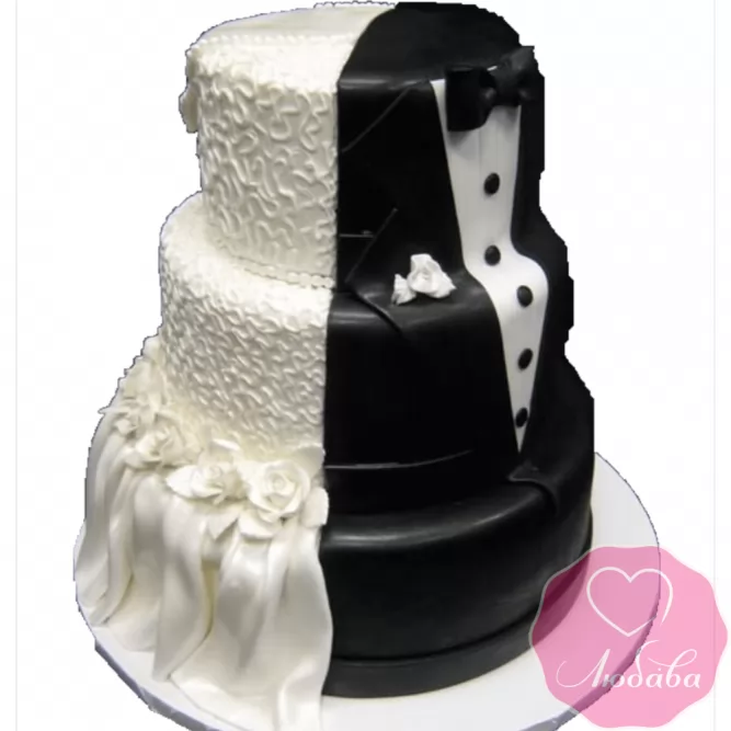 Торт свадебный платье и фрак №737