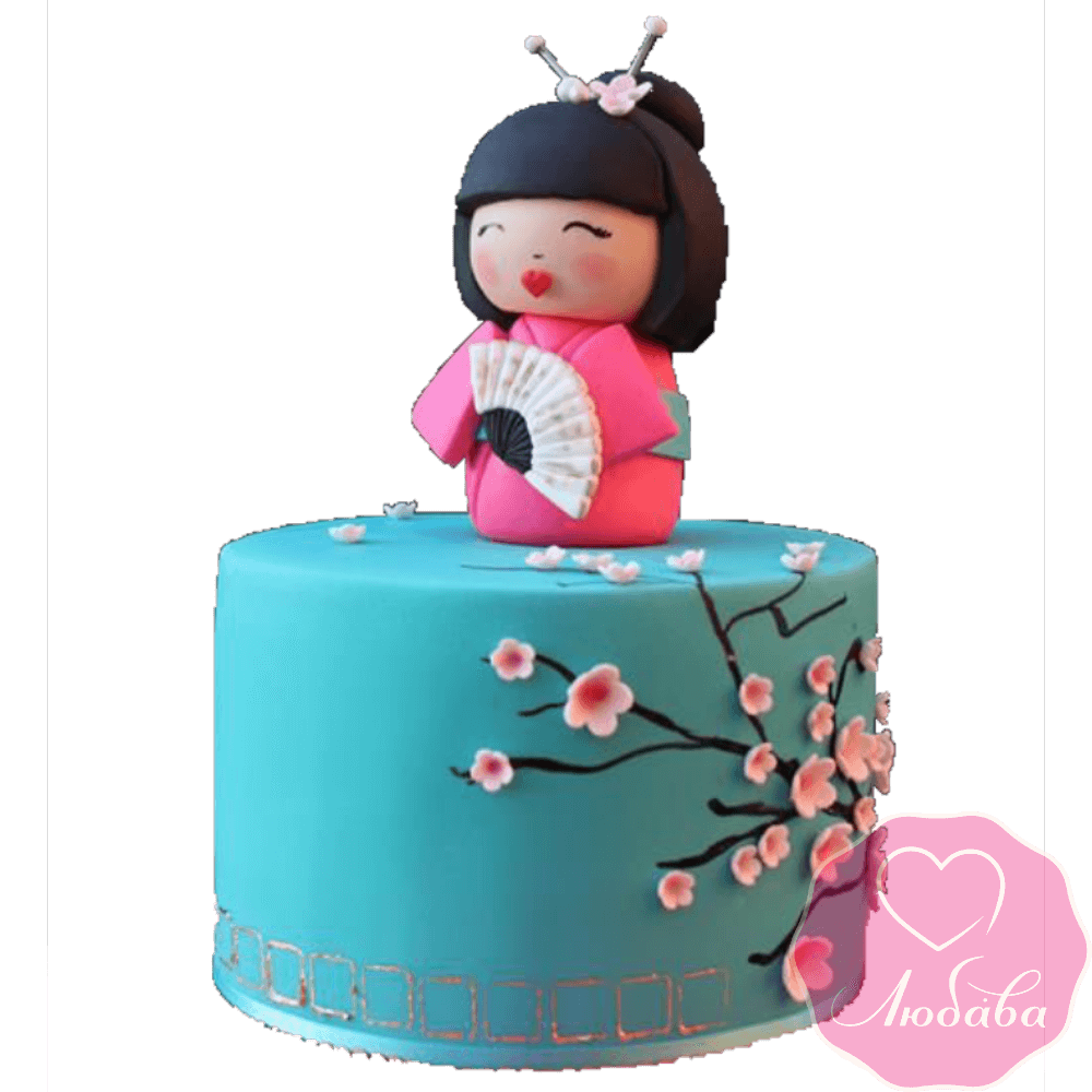 Торт на день рождения японские мотивы №2393