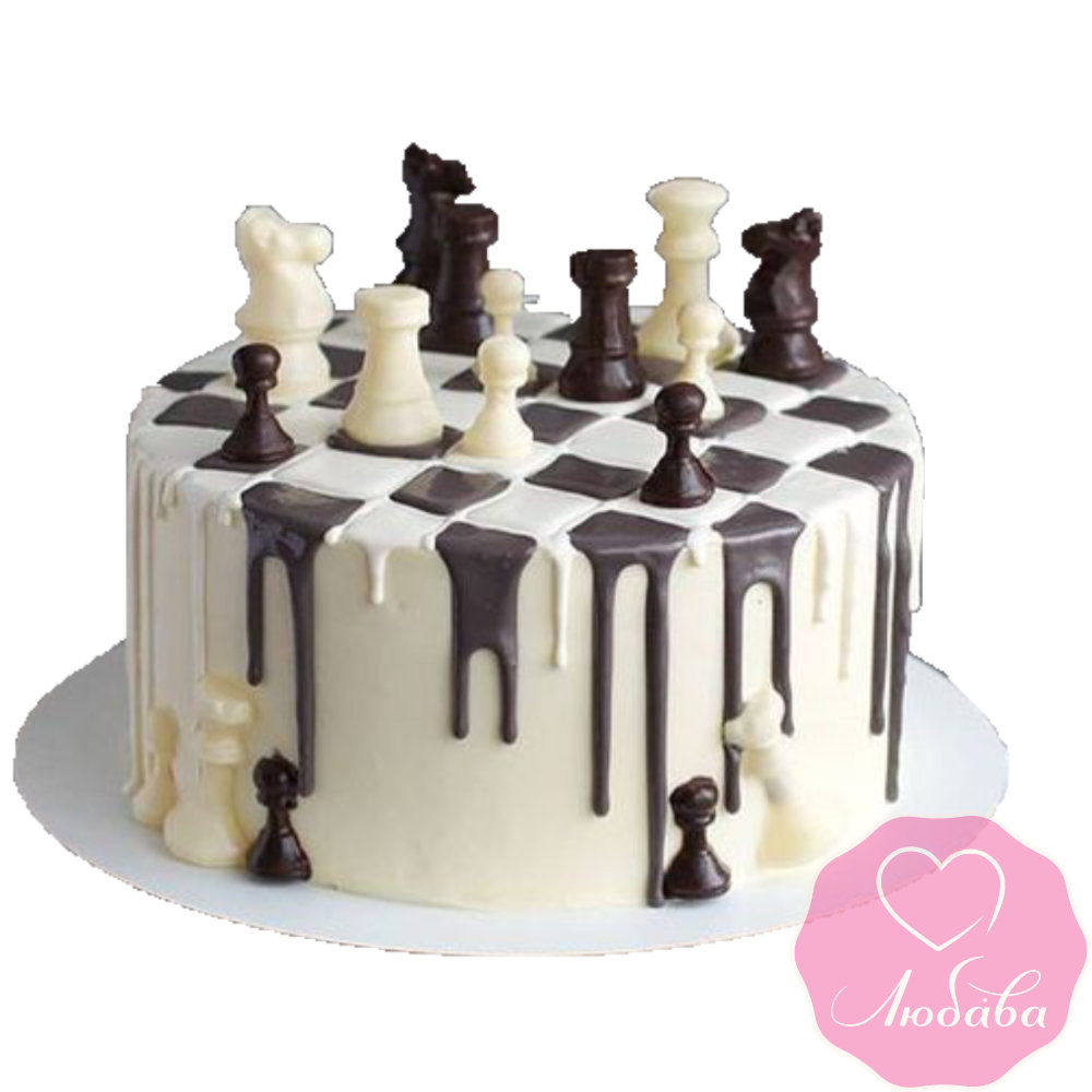 Торт на день рождения с шахматными фигурами №2549
