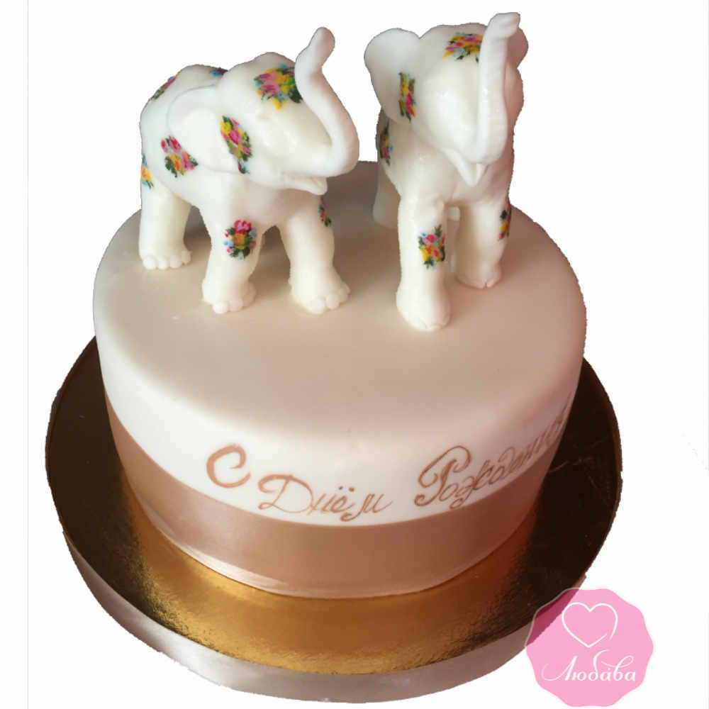 Торт на день рождения со слонами №2671