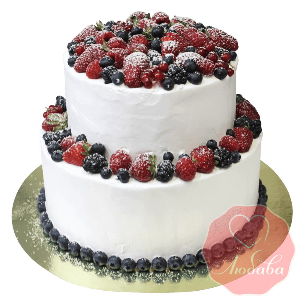 Торт с ягодами двухъярусный №1301