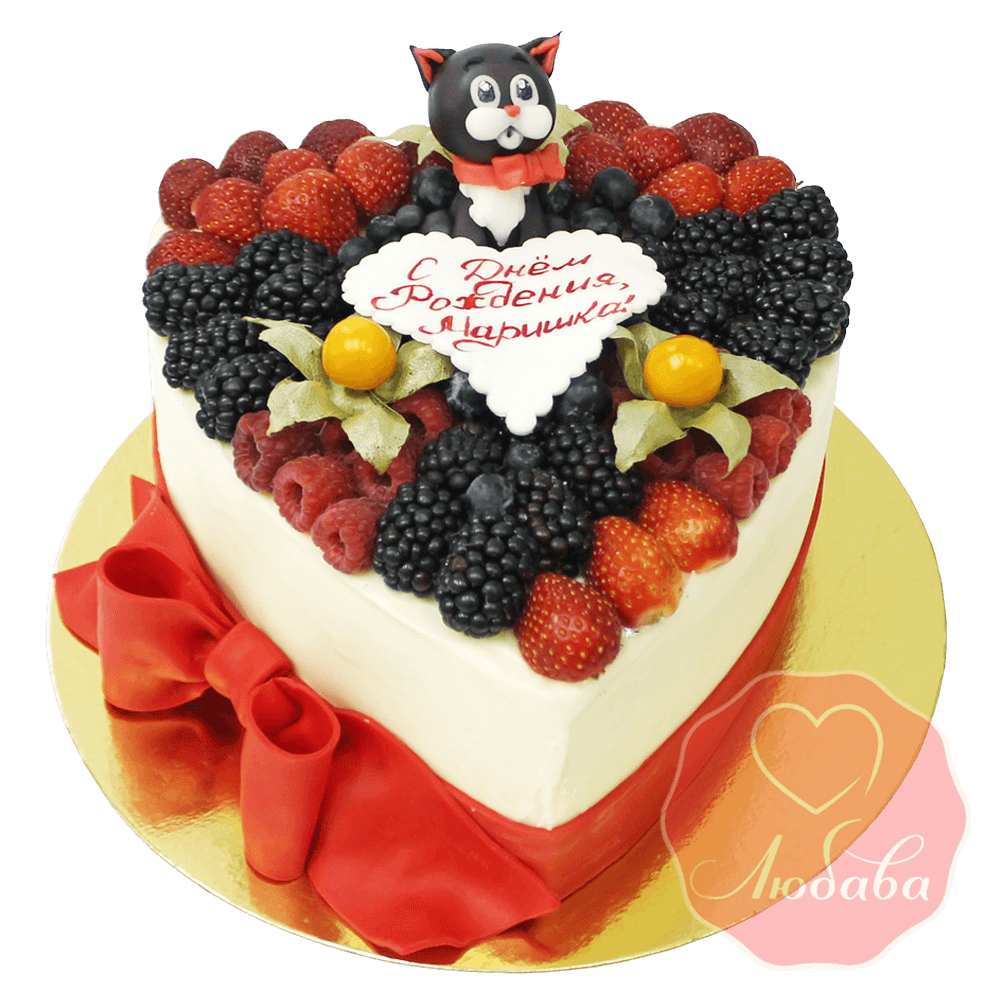 Торт с ягодами с котом №1313