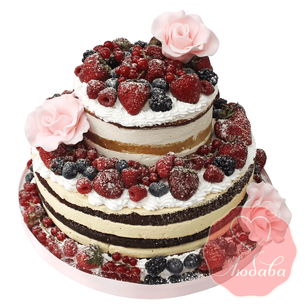 Свадебный Торт с ягодами двухъярусный №1314