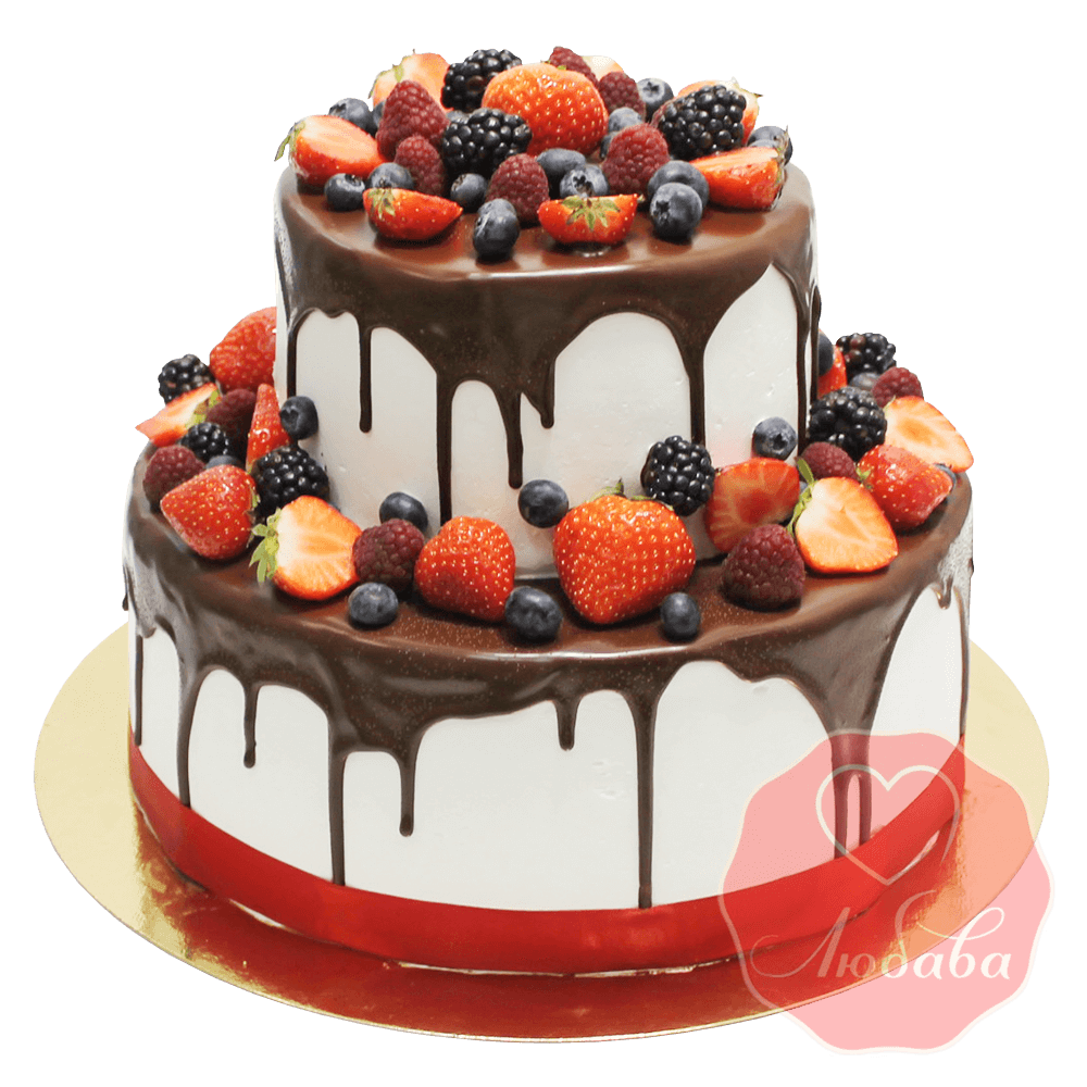 Торт с ягодами двухъярусный №1323