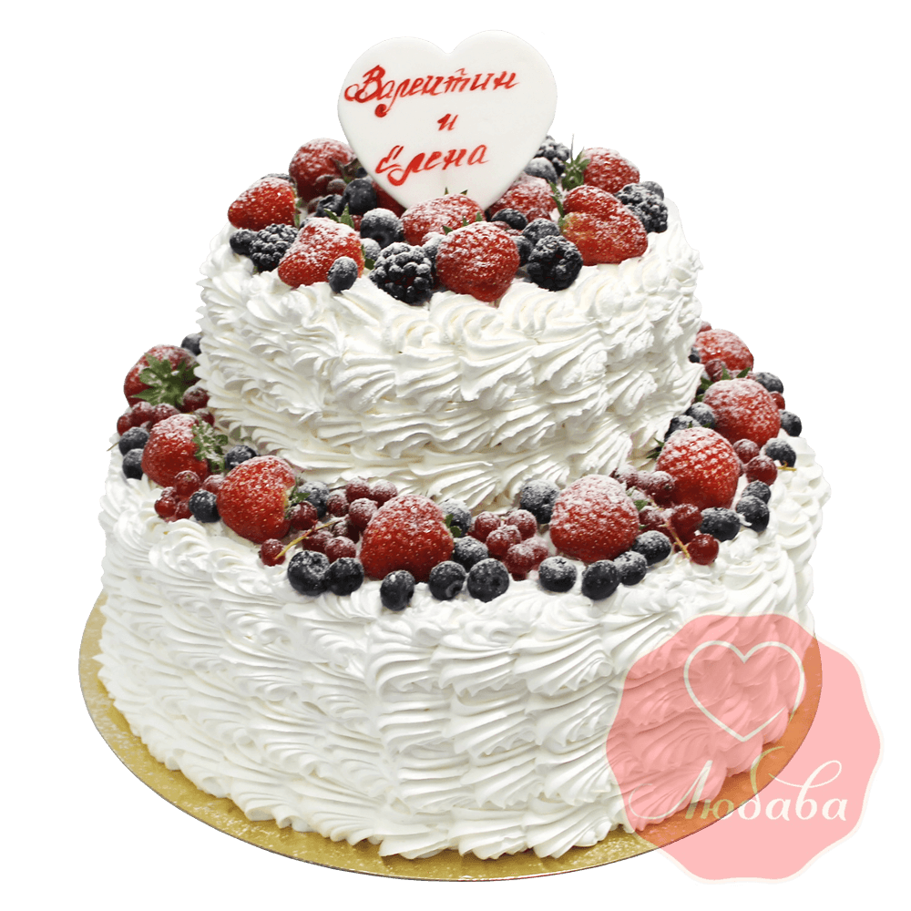 Свадебный Торт с ягодами двухъярусный №1325