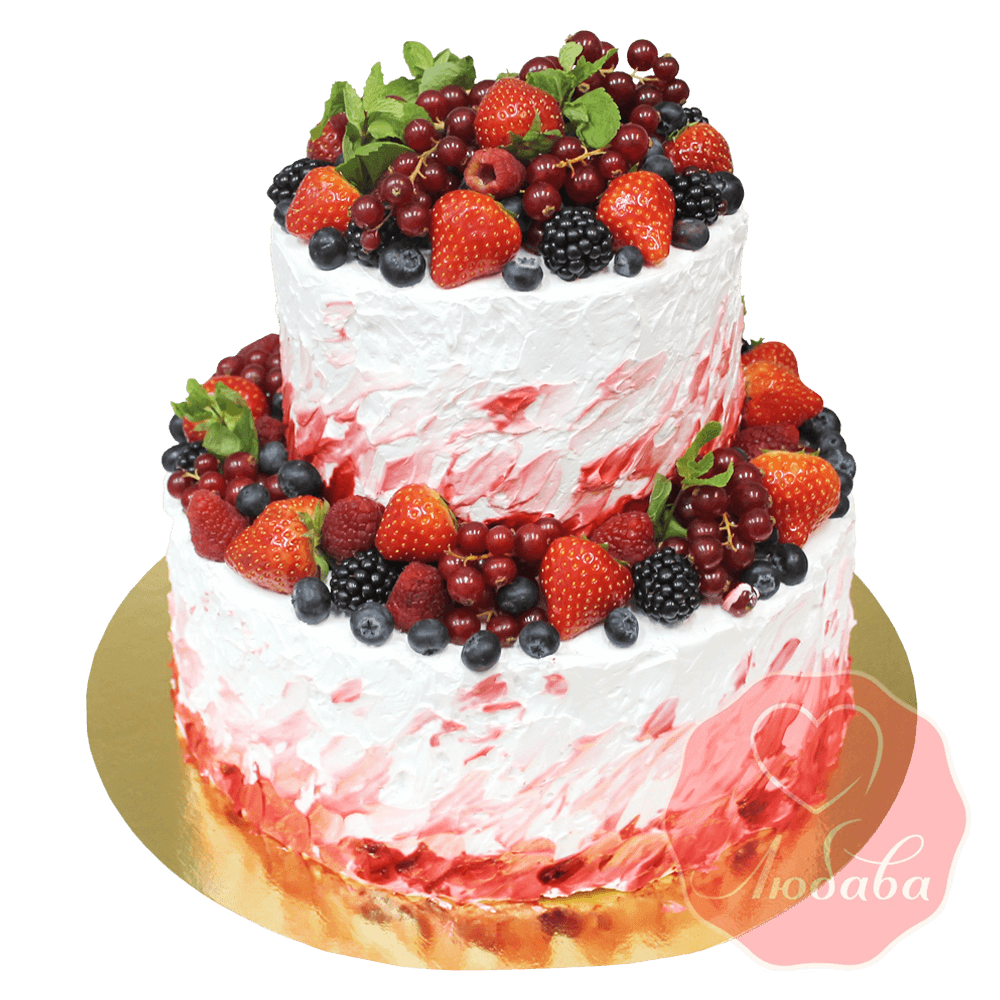 Торт с ягодами двухъярусный №1336
