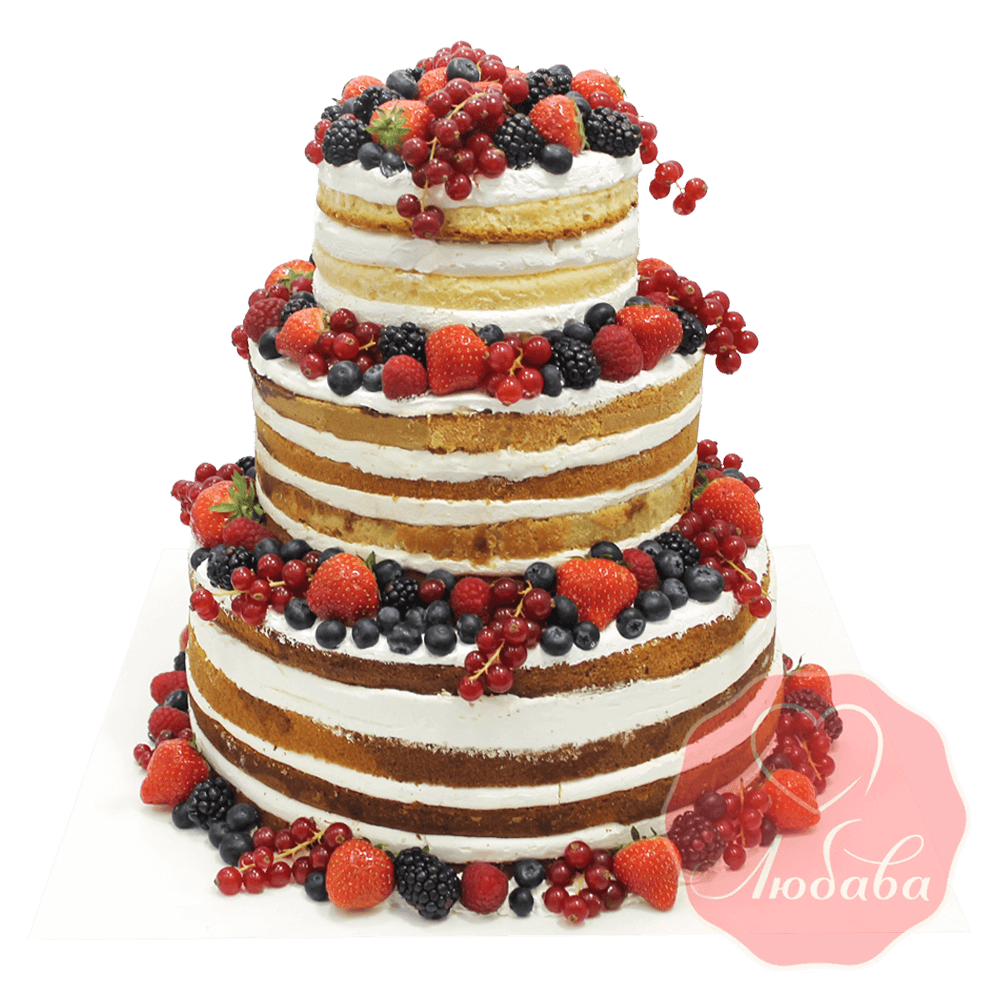 Торт с ягодами трехъярусный №1341
