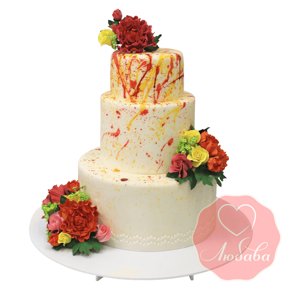 Свадебный Торт с розами №1348