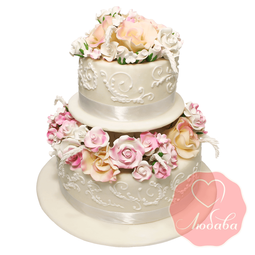Свадебный Торт с цветами №1367