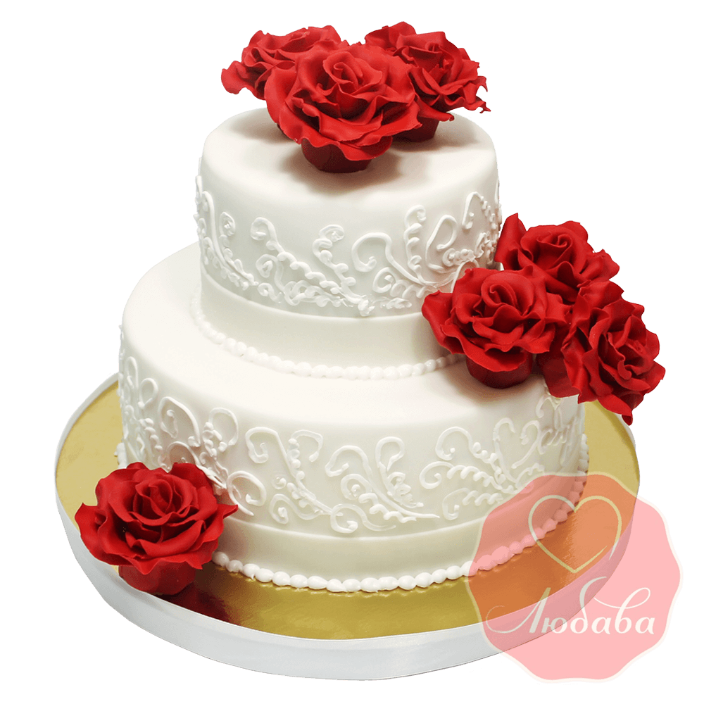 Свадебный Торт с розами №1371
