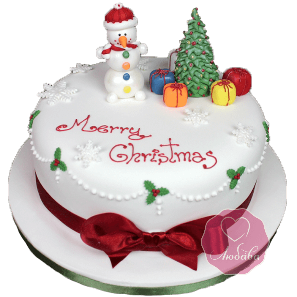 Торт Новогодний на Рождество со снеговиком №1761