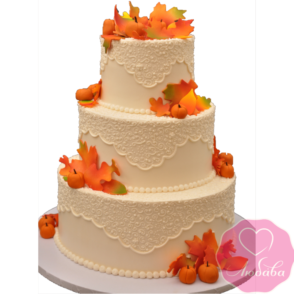 Торт свадебный коралловый с цветами №1874