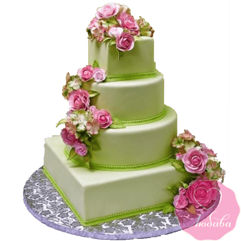 Торт свадебный с розами №1904