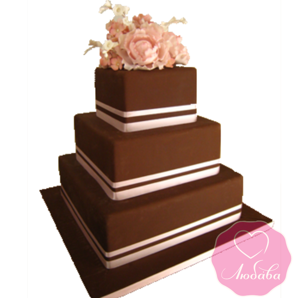 Торт свадебный коричневый с маками №1921