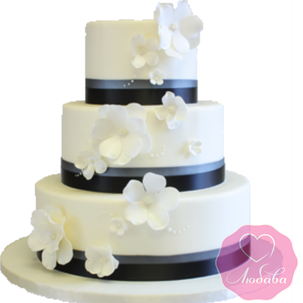 Торт свадебный с белыми цветами №1922