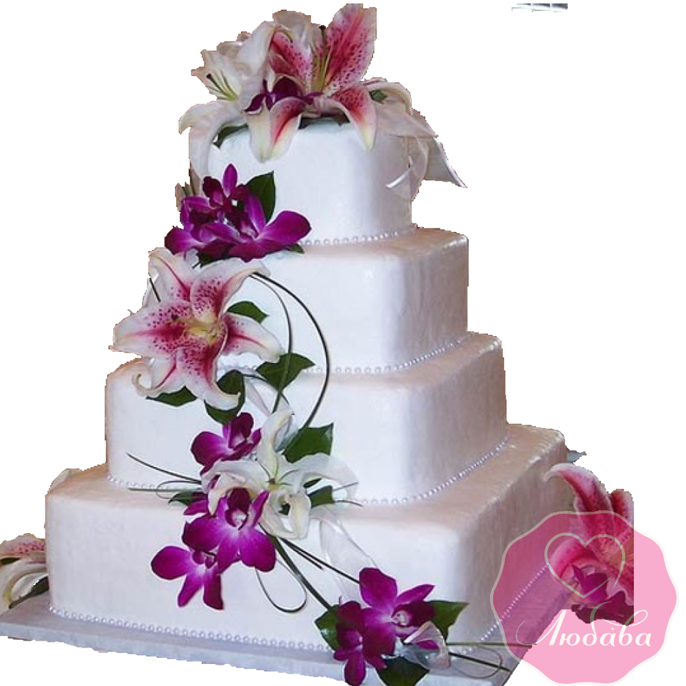 Торт свадебный с лилиями №1923