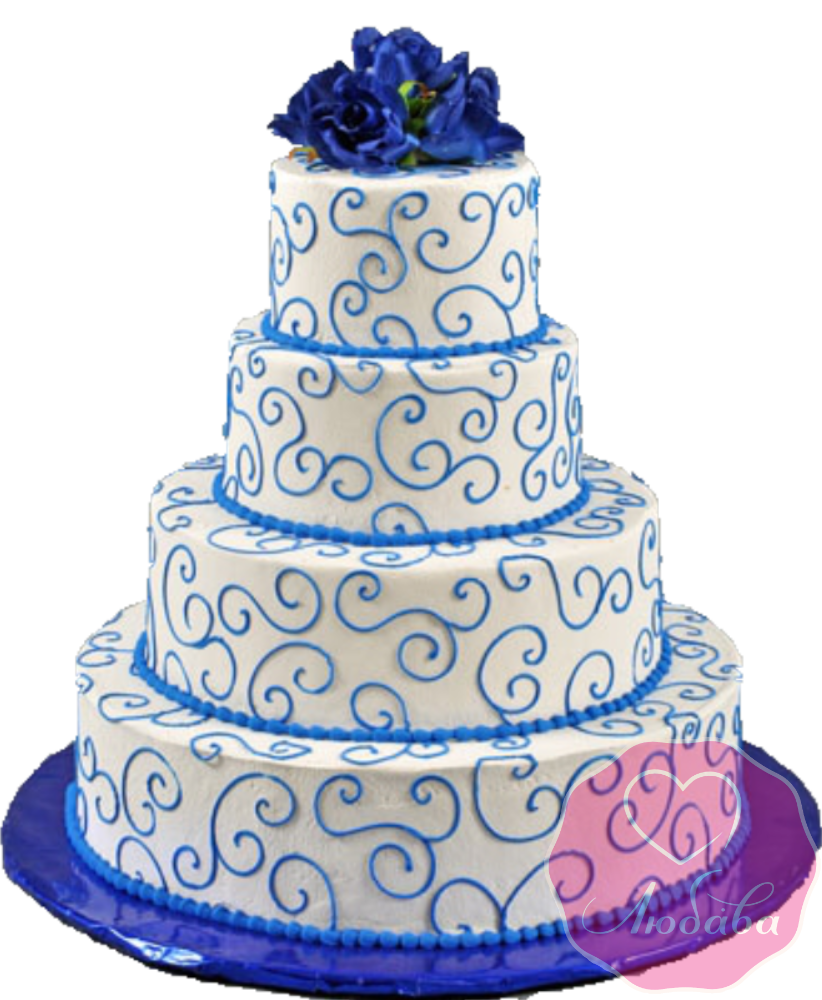 Торт свадебный с узорами и цветами №1924