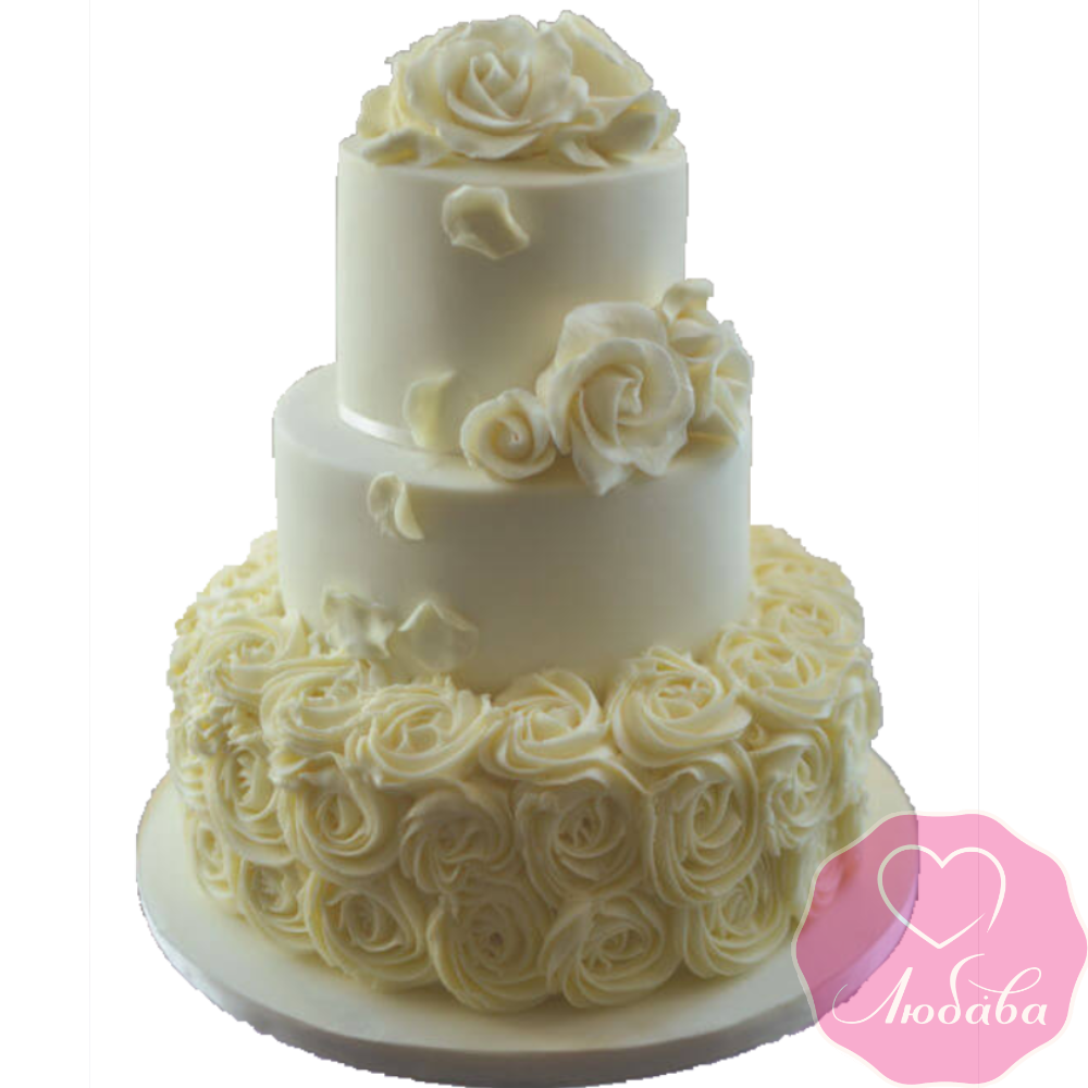 Торт свадебный с белыми розами №1928