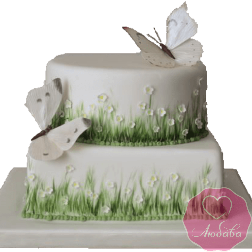 Торт с бабочками и цветами №2025