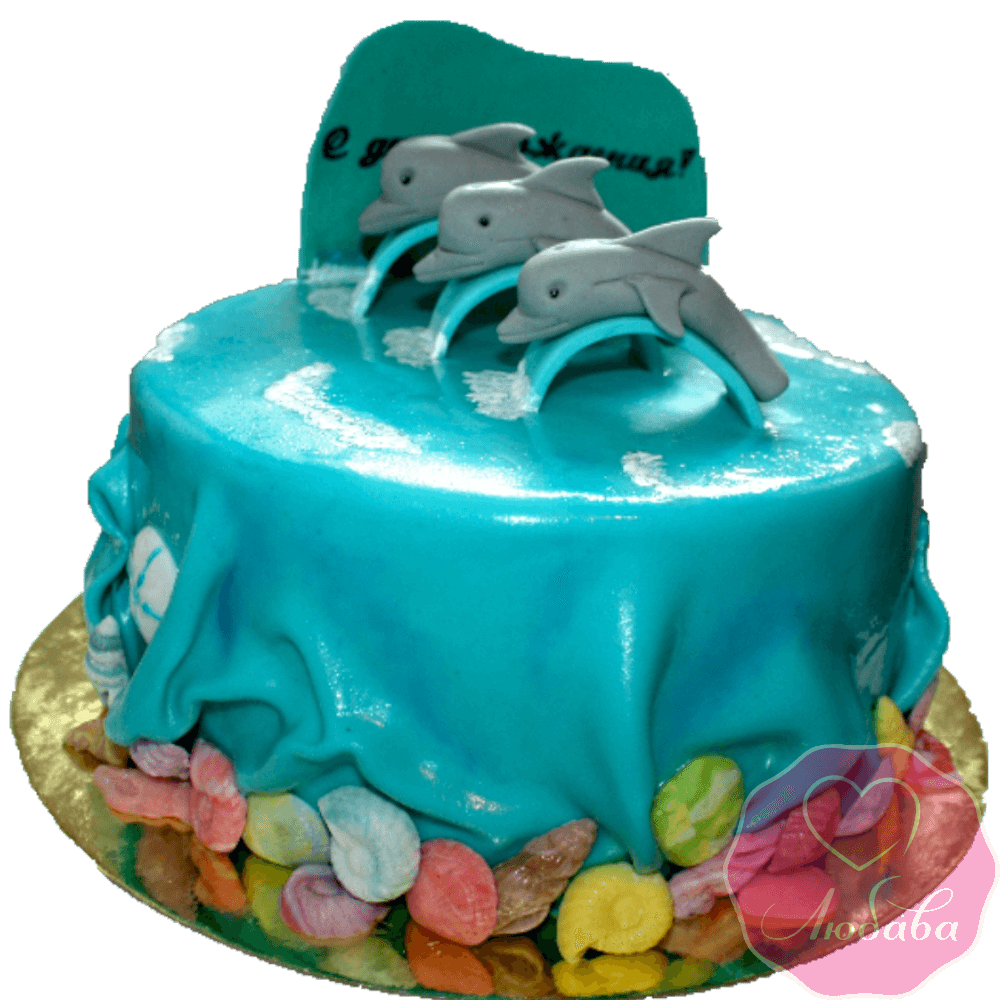 торт детский с дельфинами №2030