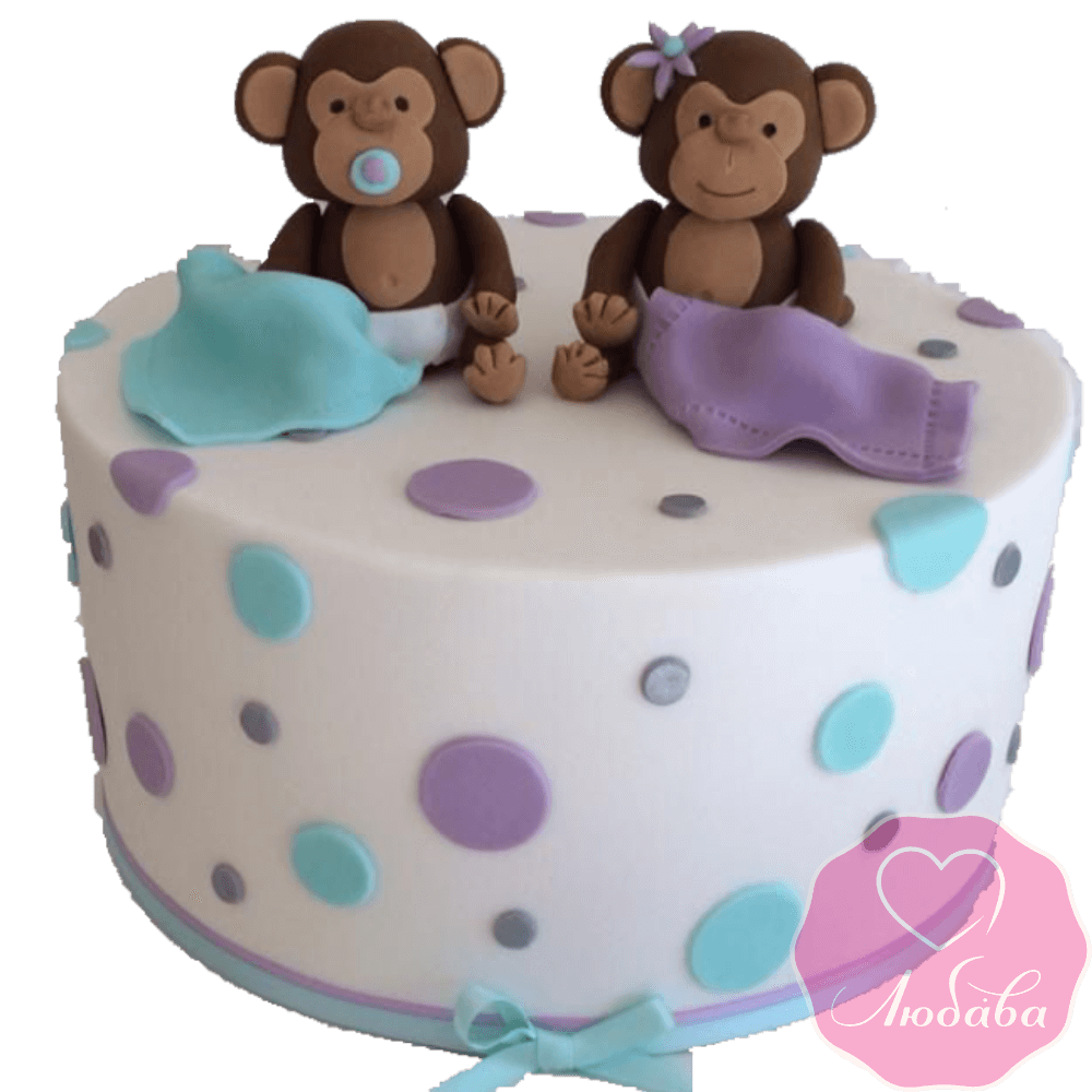 торт детский с обезьянками №2049