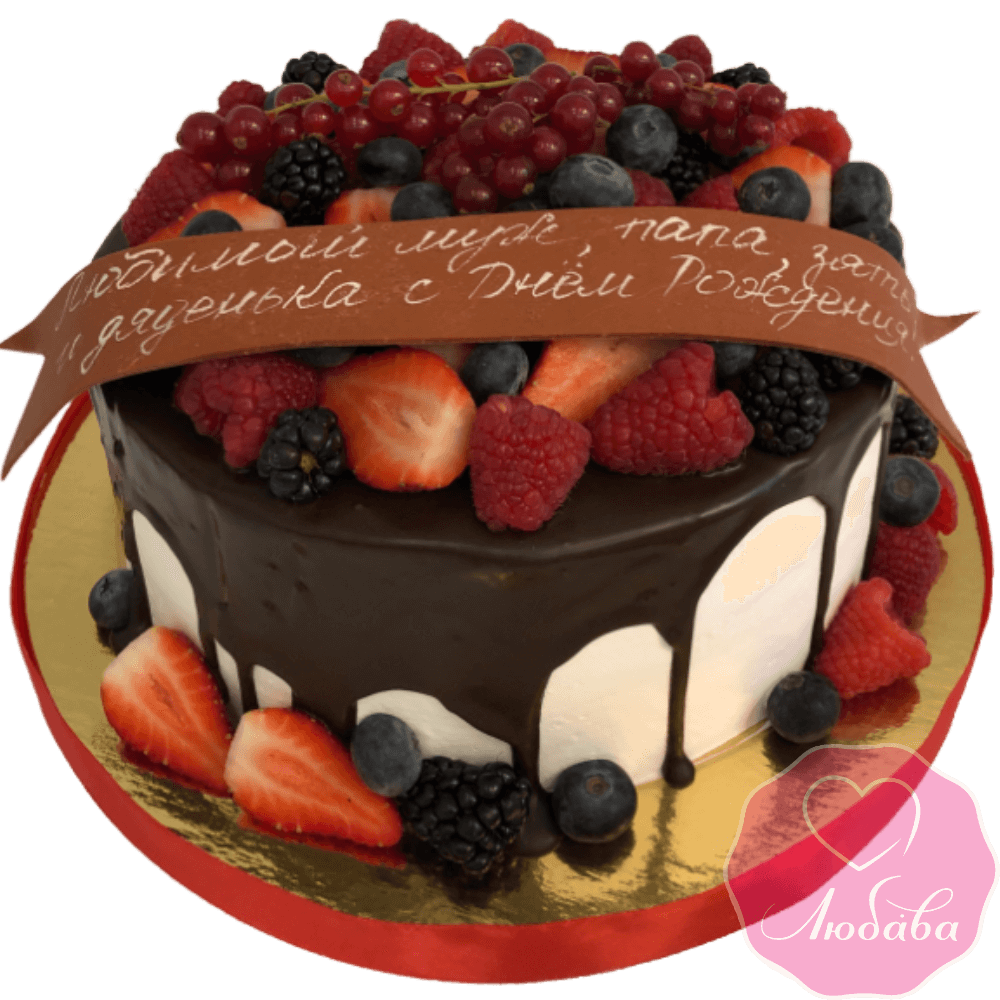 торт на день рождения фруктовый №2092
