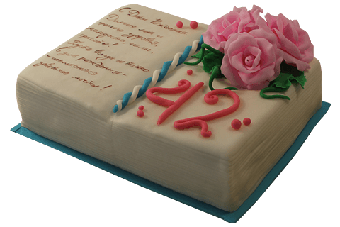 Торт Книга с красными розами №466