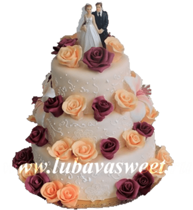 Торт свадебный Пара в розах №269